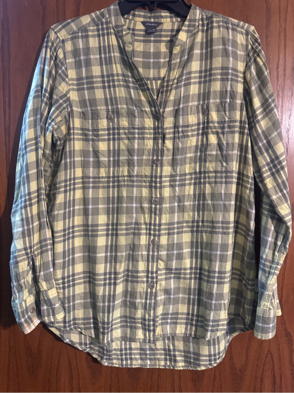 Eddie Bauer Olive & Cream Plaid Button-Down Shirt